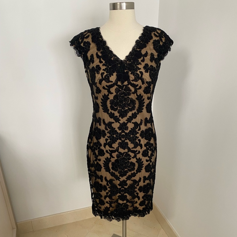 Tadashi Shoji Black Floral Lace Mini Dress